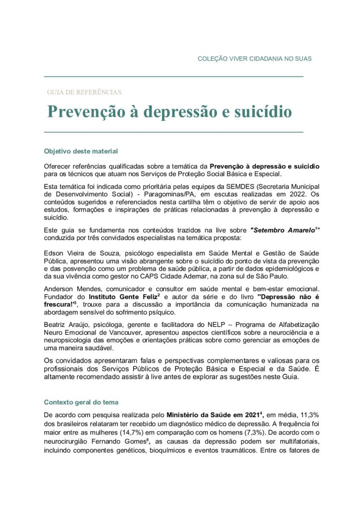 Guia Temático 8 – Prevenção à depressão e ao suicídio